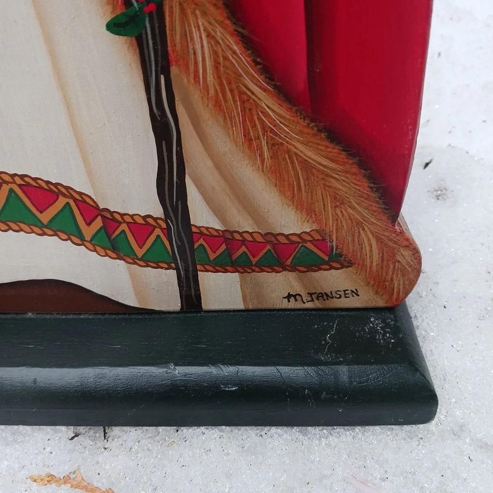 Vintage Santa Hand Painted Wooden Door Stopper Large